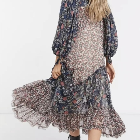 Free People Womans sheer Floral Bohemian Maxi Dress size M - Picture 2 of 6
